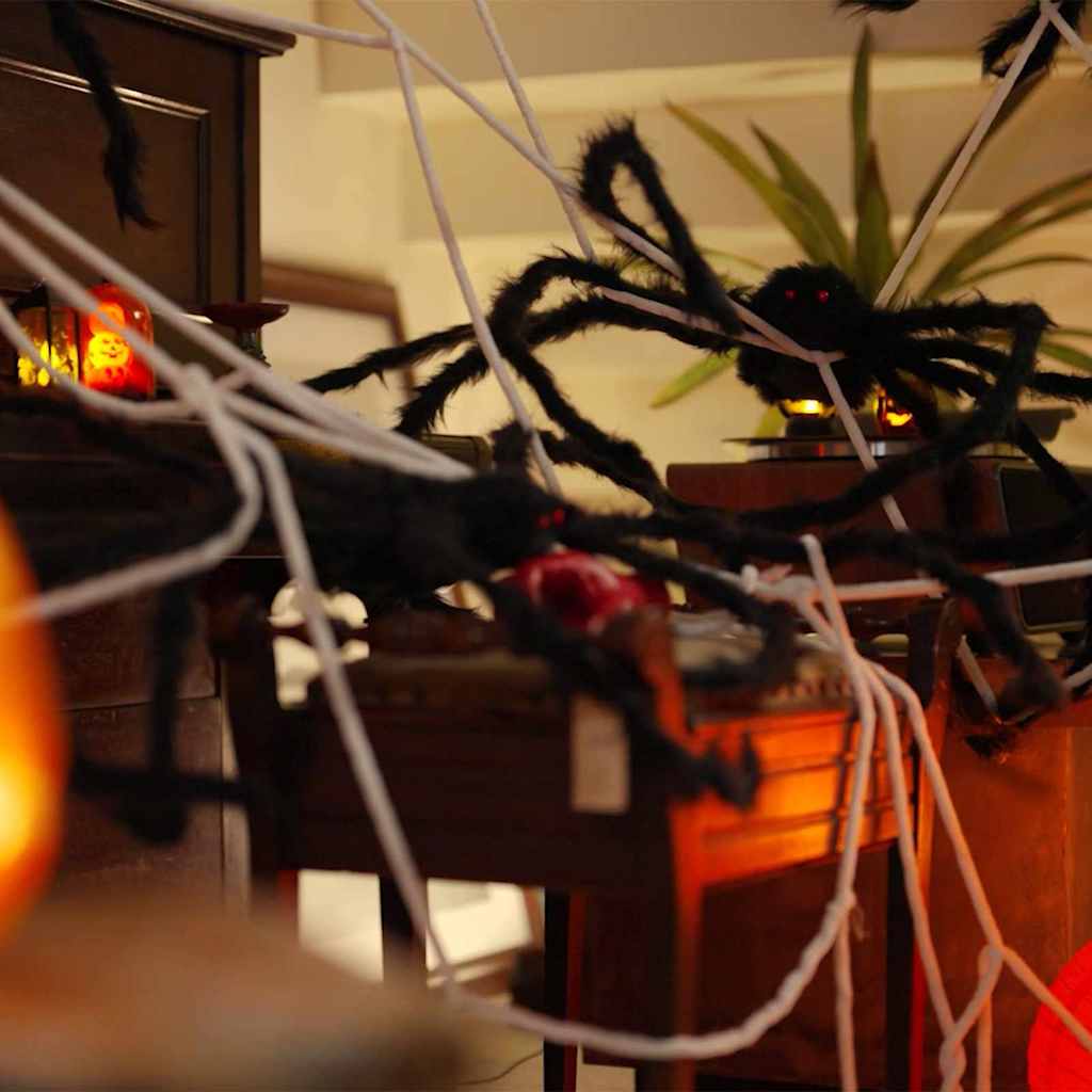 Halloween spindecoratie met webben 4 pcs Zwart en wit Polyester is nu te koop bij PeponiXL, paradijselijk wonen!