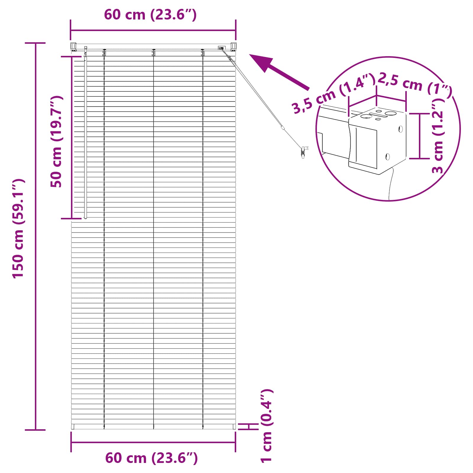 Venetiaanse Blind Wit 150 x 60 cm PVC is nu te koop bij PeponiXL, paradijselijk wonen!