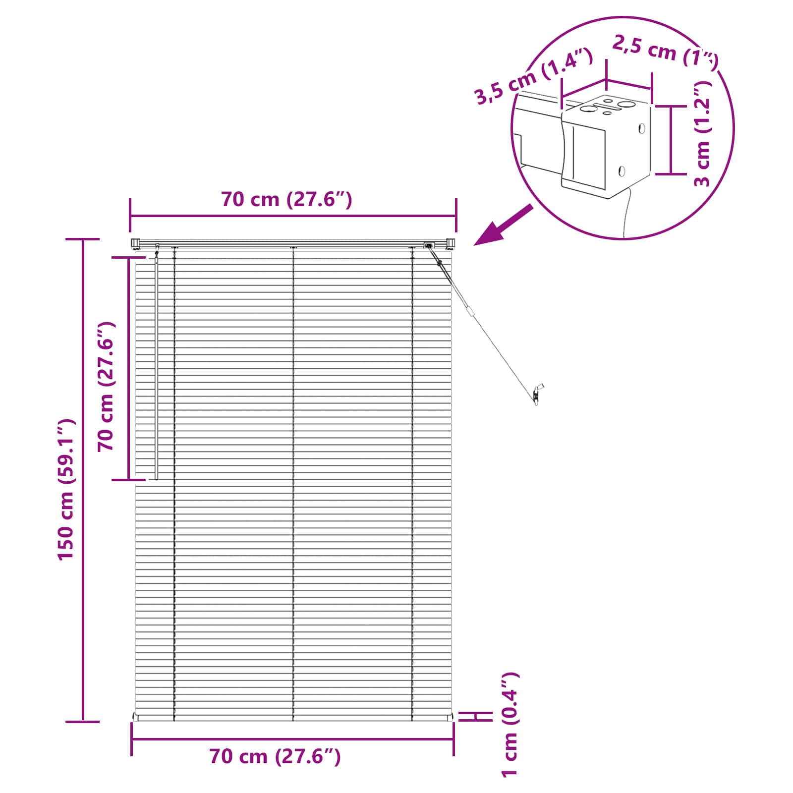 Venetiaanse Blind Verstelbaar Wit 150 x 70 cm PVC is nu te koop bij PeponiXL, paradijselijk wonen!