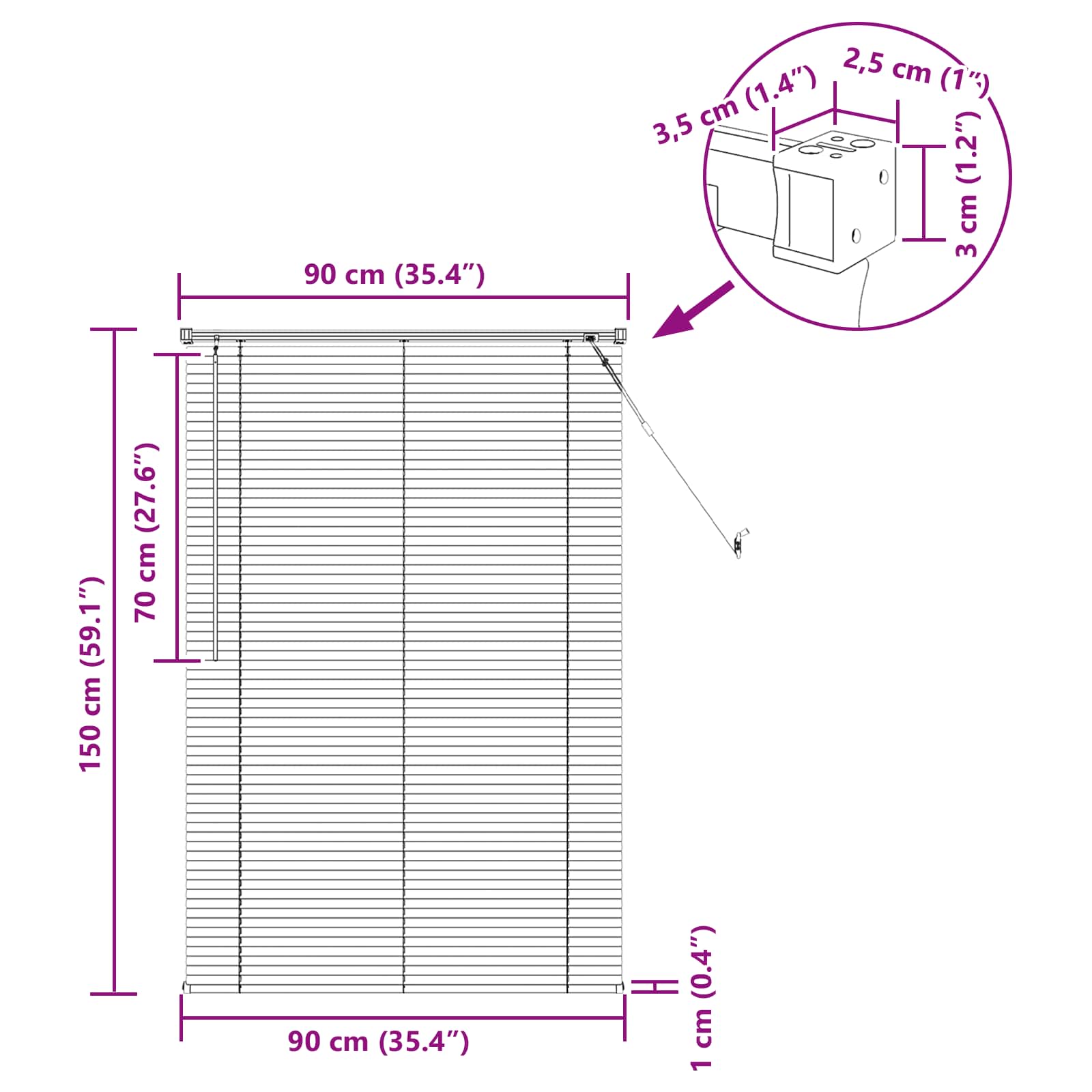 Venetiaanse Blind Verstelbaar Wit 150 x 90 cm PVC is nu te koop bij PeponiXL, paradijselijk wonen!