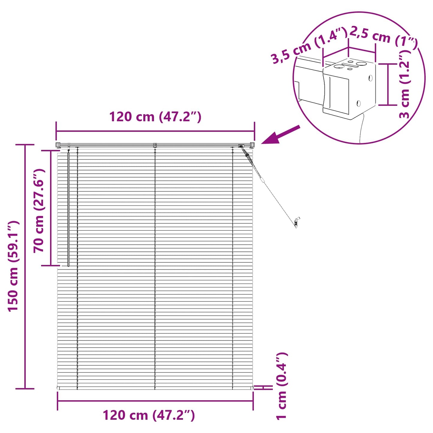 Venetiaanse Blind Wit 150 x 120 cm PVC is nu te koop bij PeponiXL, paradijselijk wonen!