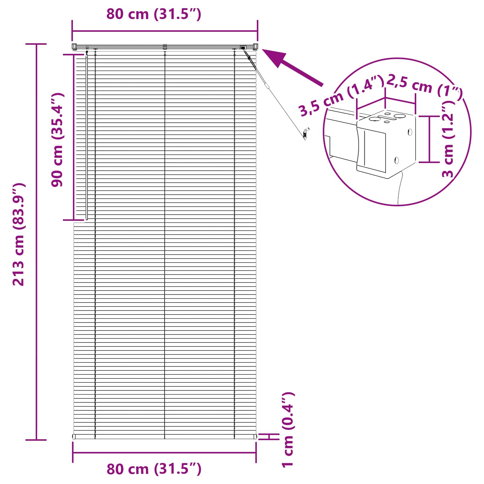 Venetiaanse Blind Wit 213 x 80 cm PVC is nu te koop bij PeponiXL, paradijselijk wonen!