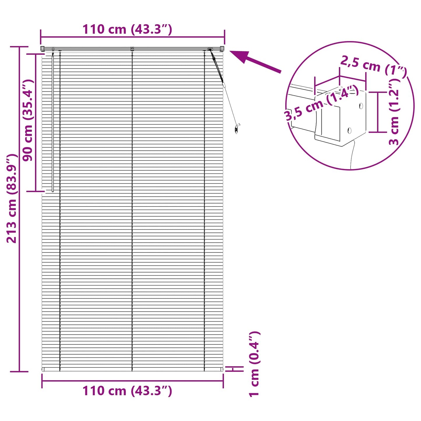 Venetiaanse Blind Wit 213 x 110 cm PVC is nu te koop bij PeponiXL, paradijselijk wonen!