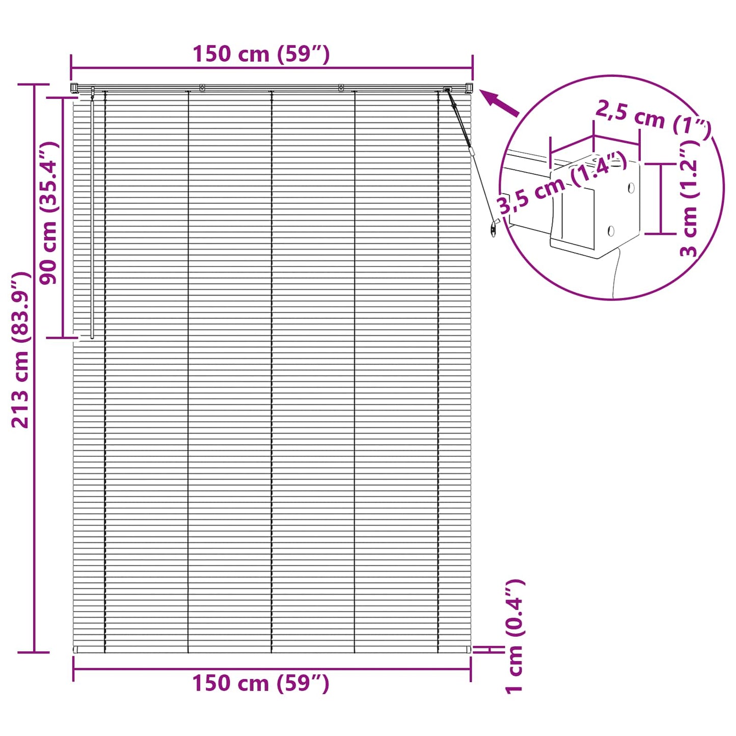 Venetiaanse Blind Wit 213 x 150 cm PVC is nu te koop bij PeponiXL, paradijselijk wonen!