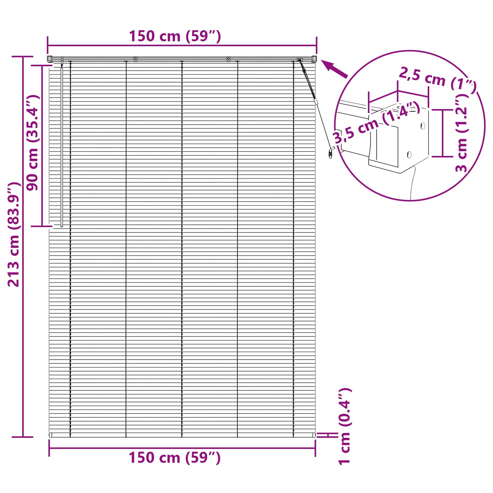Venetiaanse Blind Wit 213 x 150 cm PVC is nu te koop bij PeponiXL, paradijselijk wonen!