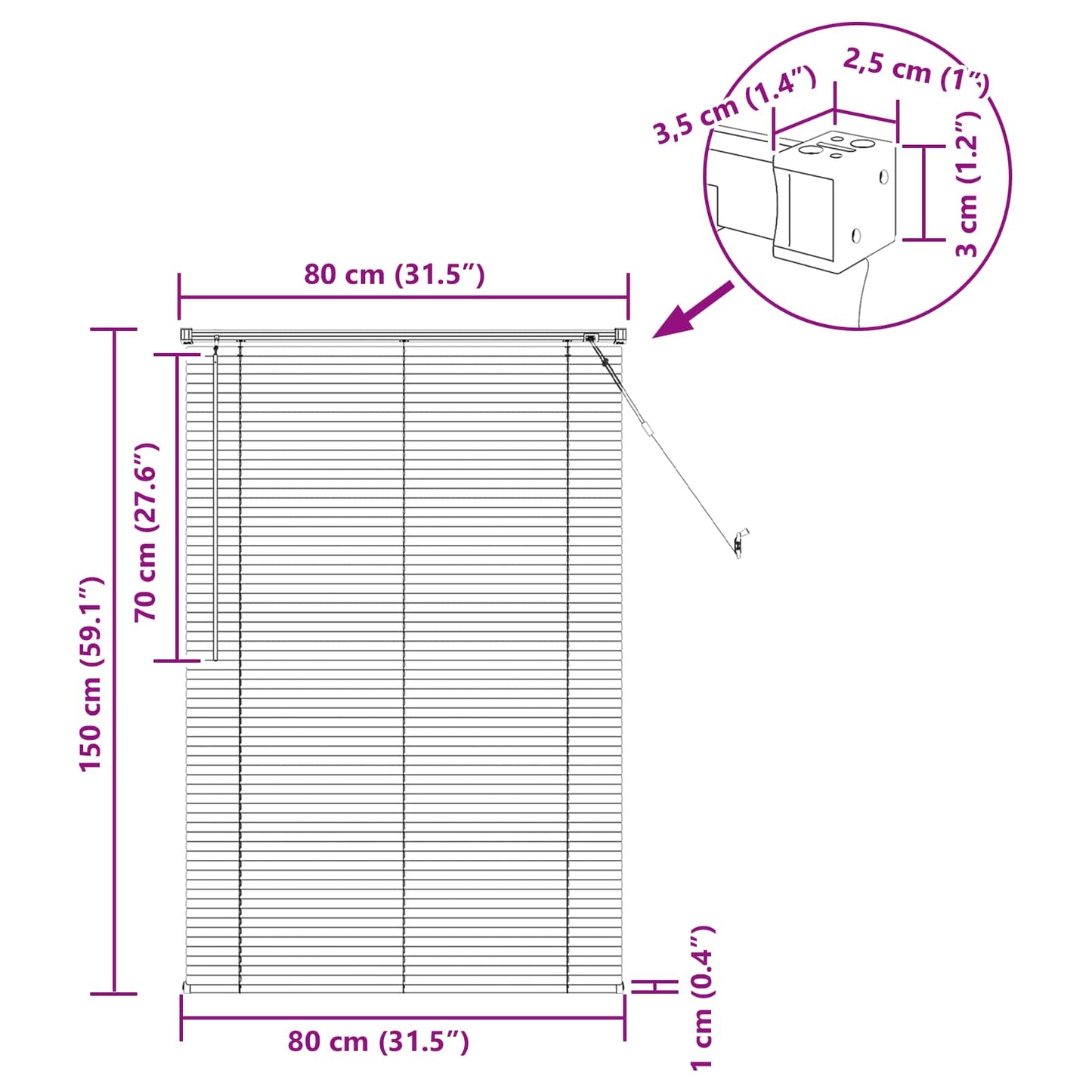Venetiaanse Blind Zwart 150 x 80 cm PVC is nu te koop bij PeponiXL, paradijselijk wonen!