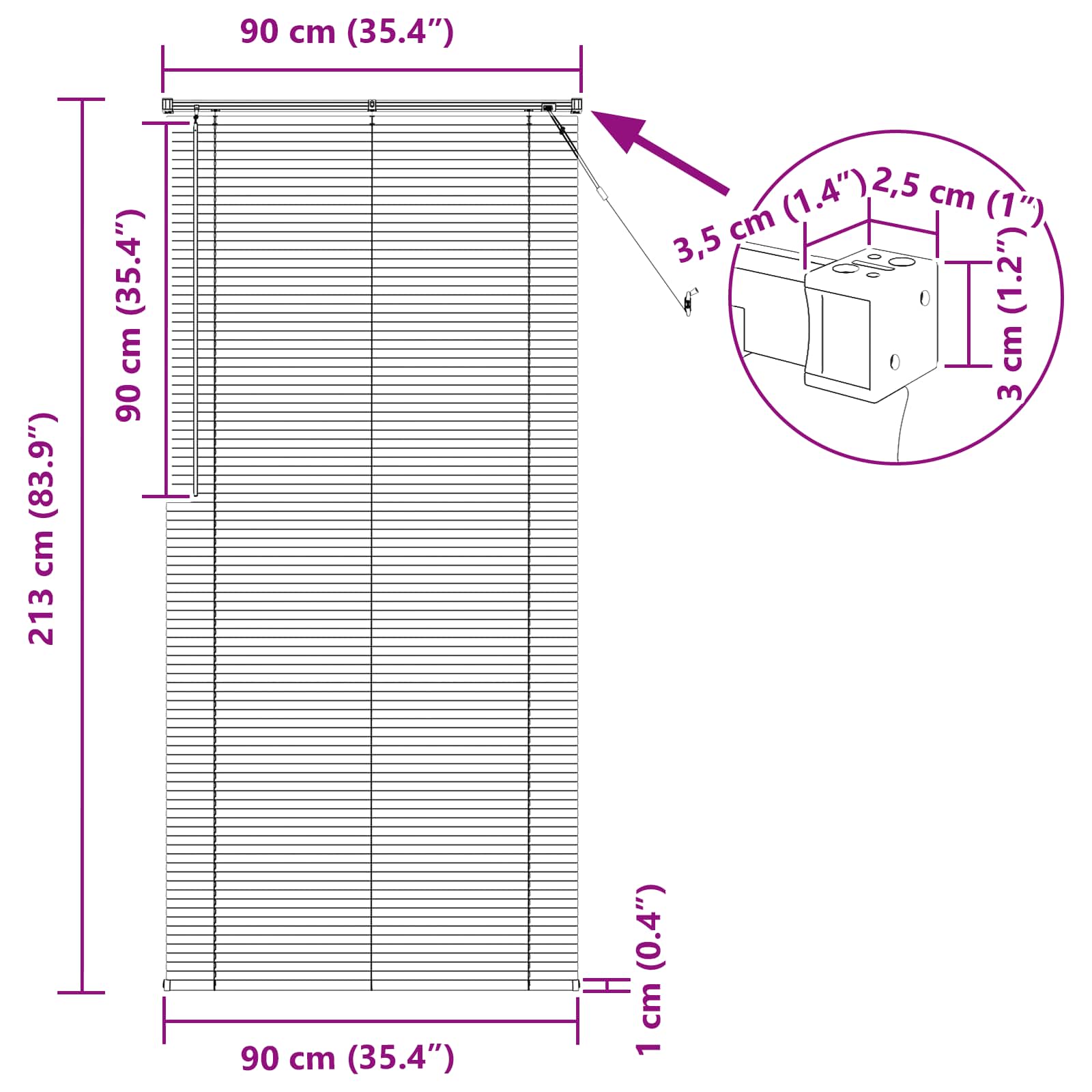 Venetiaanse Blind Zwart 213 x 90 cm PVC is nu te koop bij PeponiXL, paradijselijk wonen!
