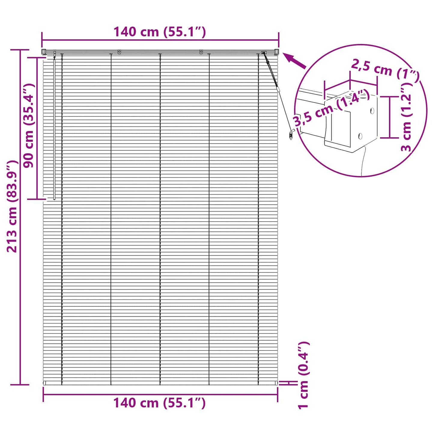 Venetiaanse Blind Zwart 213 x 140 cm PVC is nu te koop bij PeponiXL, paradijselijk wonen!