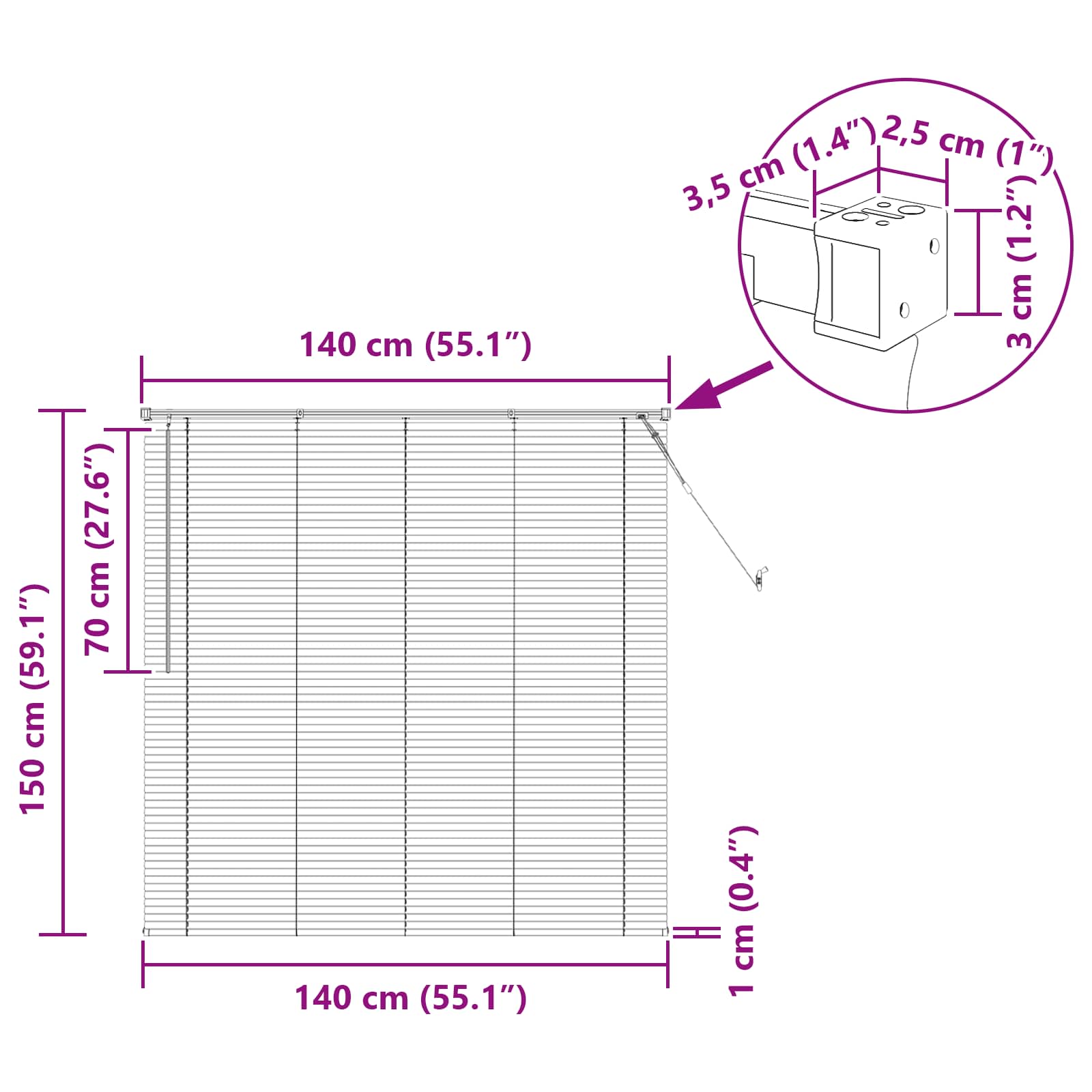 Venetiaanse Blind Lichtbruin met Patroon 150 x 140 cm PVC is nu te koop bij PeponiXL, paradijselijk wonen!