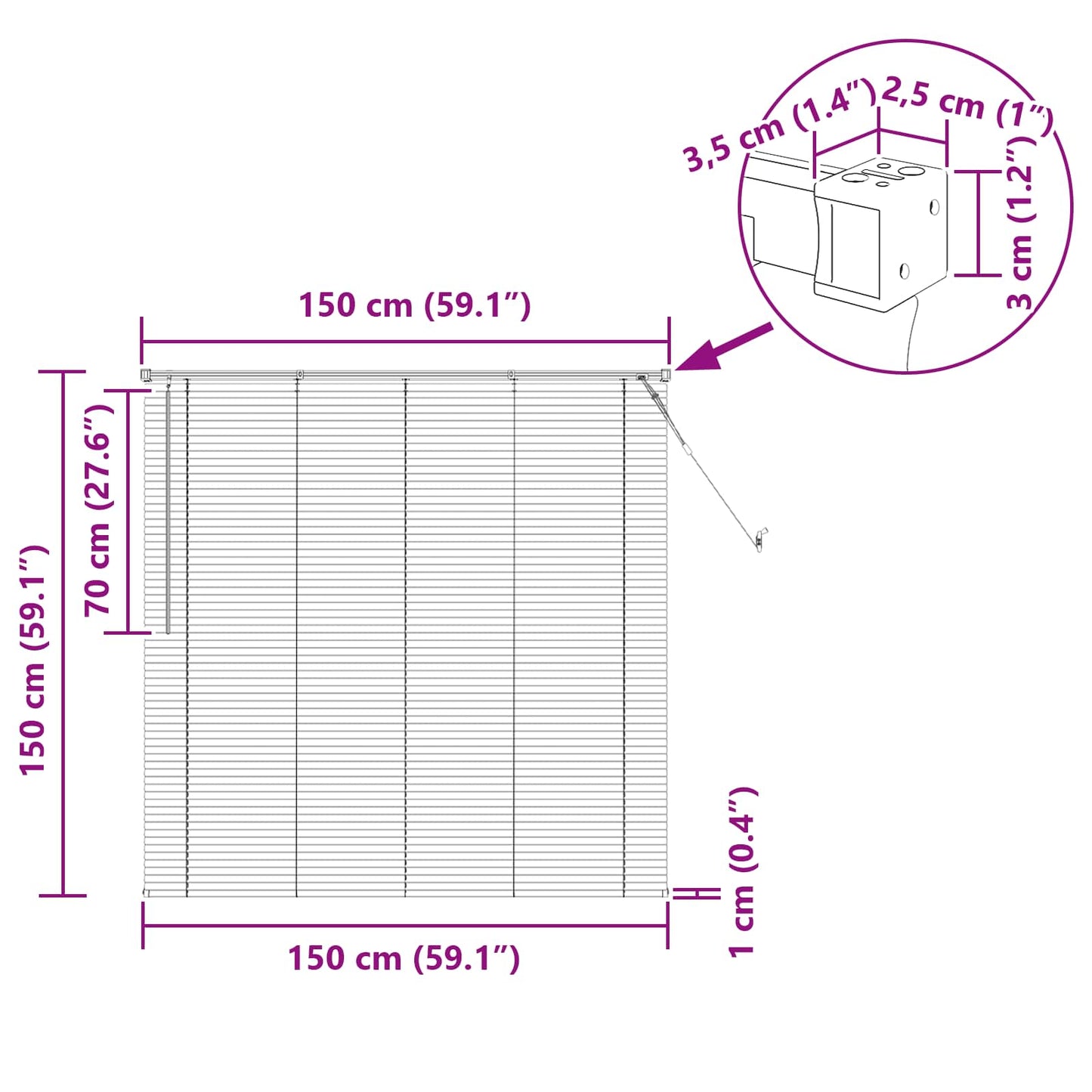 Venetiaanse Blind Lichtbruin met Patroon 150 x 150 cm PVC is nu te koop bij PeponiXL, paradijselijk wonen!