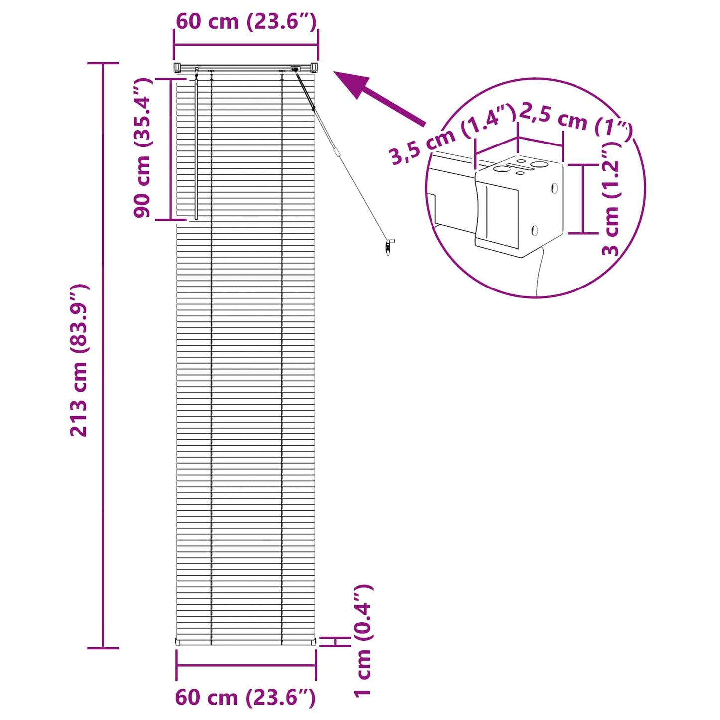 Venetiaanse Blind Lichtbruin met Patroon 213 x 60 cm PVC is nu te koop bij PeponiXL, paradijselijk wonen!