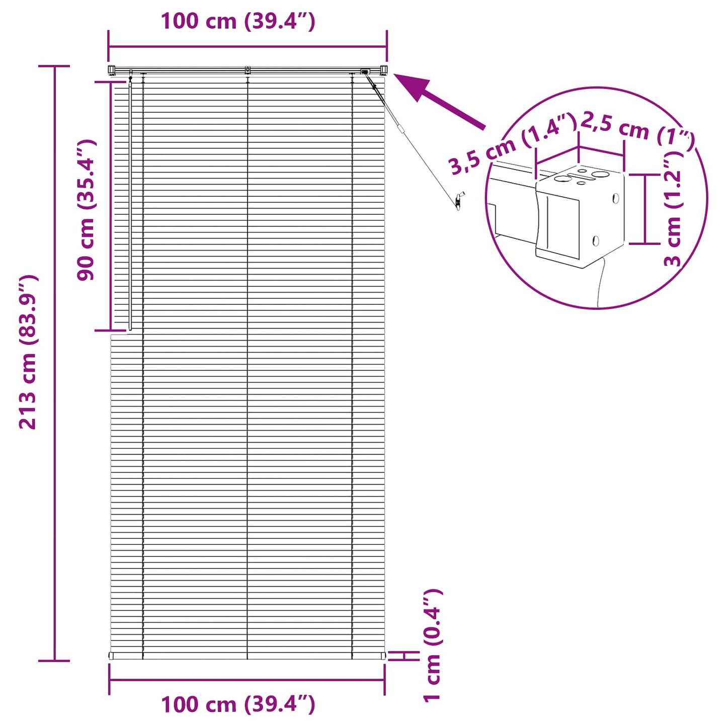 Venetiaanse Blind Donkerbruin met Patroon 213 x 100 cm PVC is nu te koop bij PeponiXL, paradijselijk wonen!