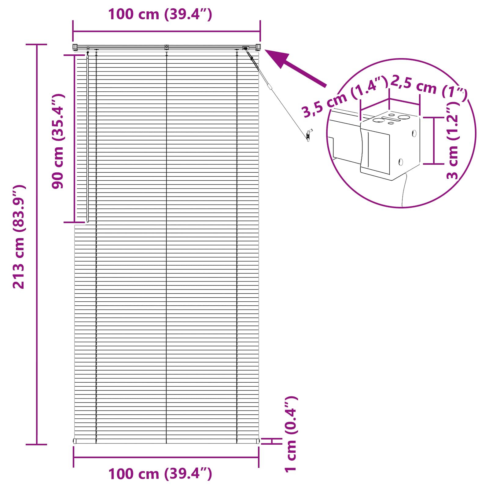 Venetiaanse Blind Donkerbruin met Patroon 213 x 100 cm PVC is nu te koop bij PeponiXL, paradijselijk wonen!