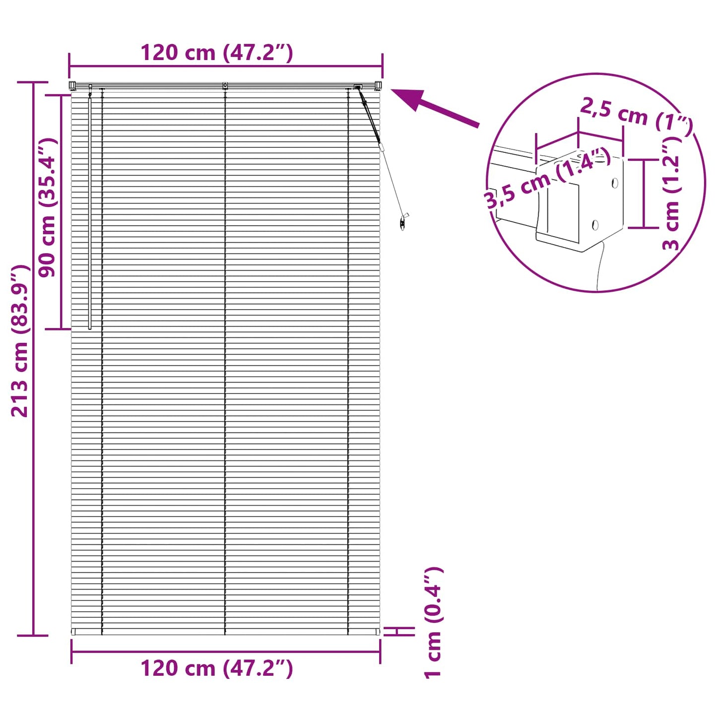 Venetiaanse Blind Donkerbruin met Patroon 213 x 120 cm PVC is nu te koop bij PeponiXL, paradijselijk wonen!