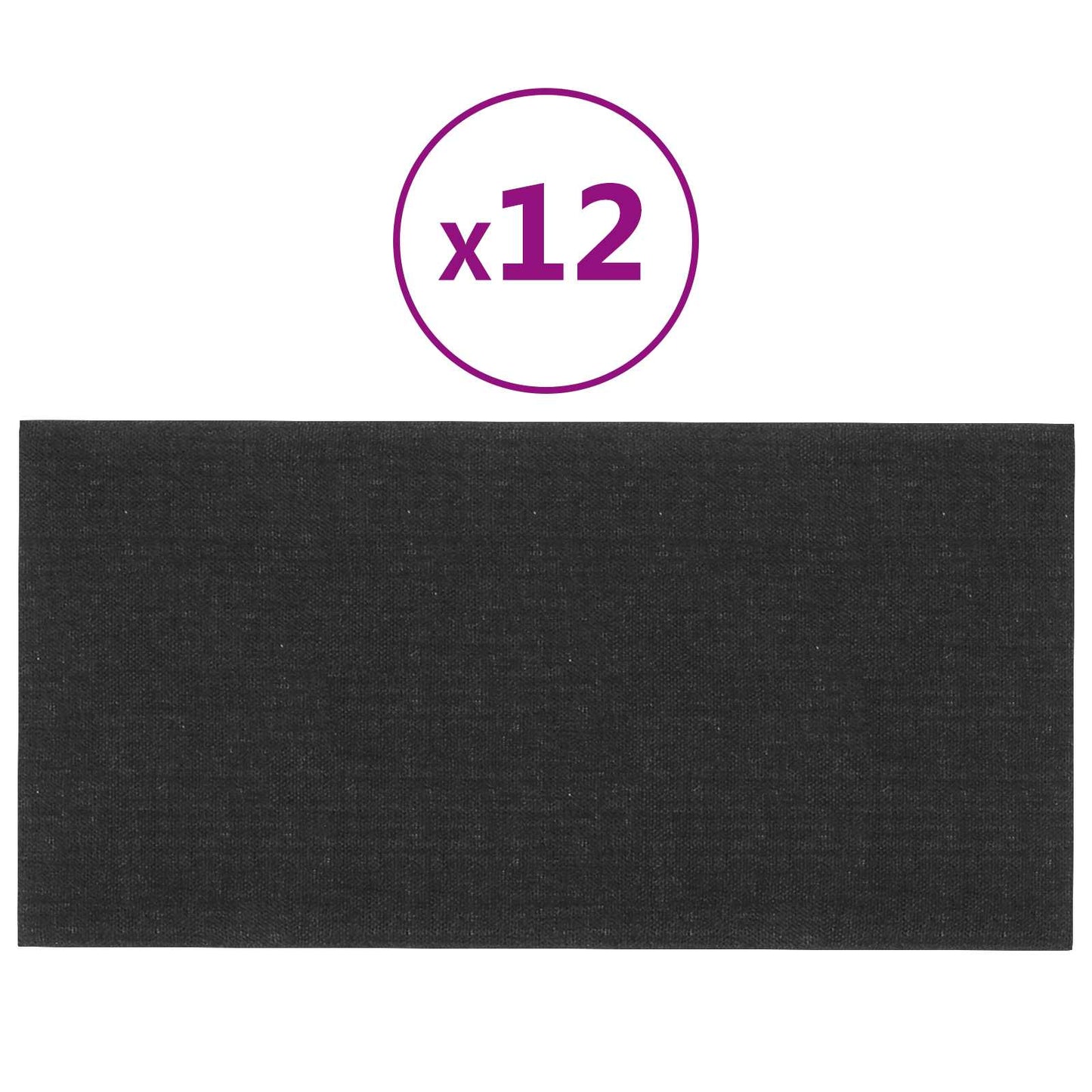 Wandhoofdbord 12 pcs Zwart 60 x 30 cm Stof is nu te koop bij PeponiXL, paradijselijk wonen!