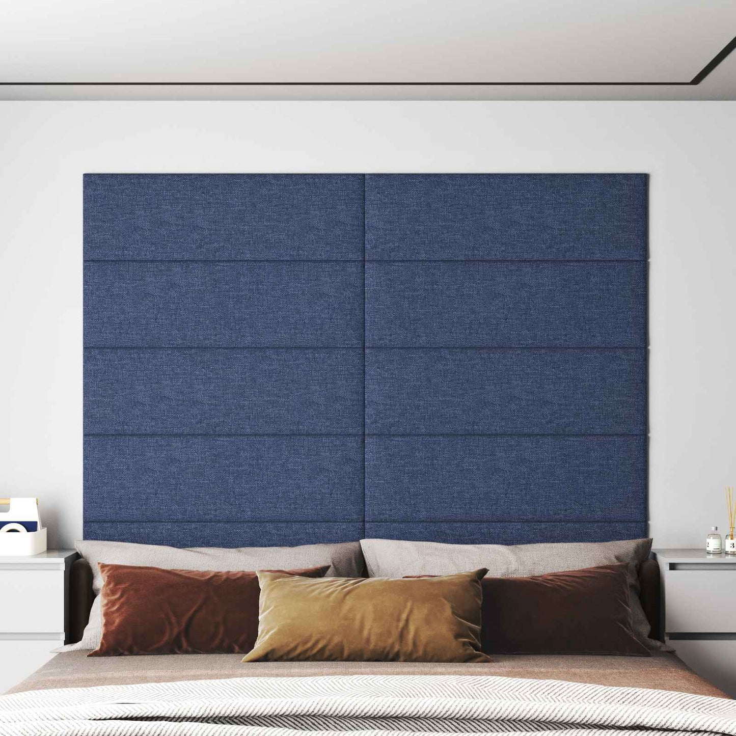Wandhoofdbord 12 pcs Blauw 90 x 30 cm Stof is nu te koop bij PeponiXL, paradijselijk wonen!