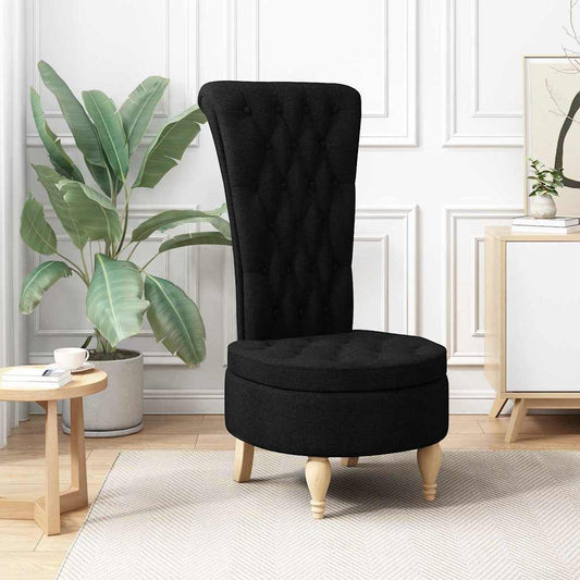 Slipper Stoel Zwart 56,5 x 70 x 110 cm Stof is nu te koop bij PeponiXL, paradijselijk wonen!