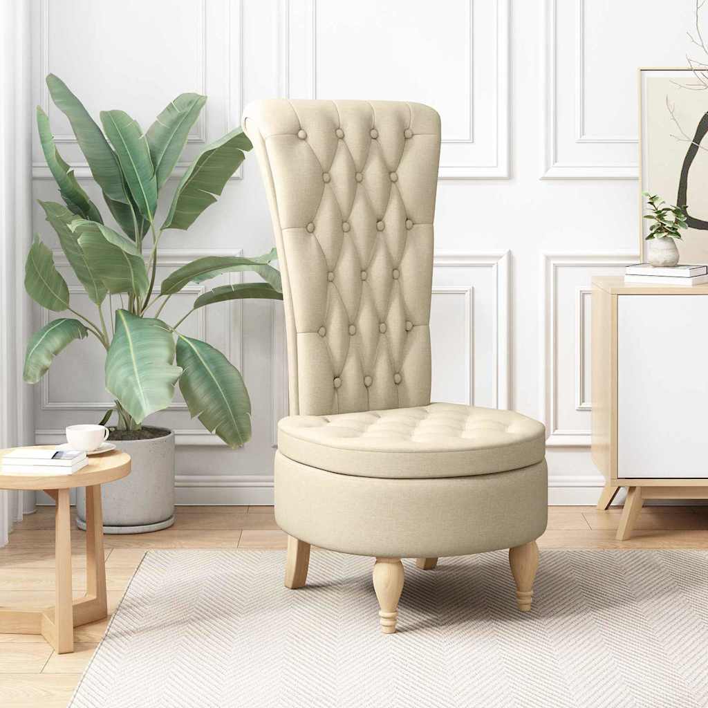 Slipper Stoel Crème 56,5 x 70 x 110 cm Stof is nu te koop bij PeponiXL, paradijselijk wonen!