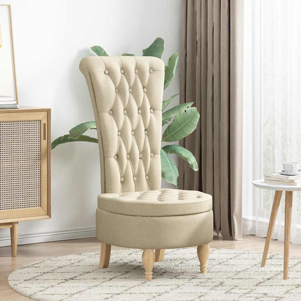 Slipper Stoel Crème 56,5 x 70 x 110 cm Stof is nu te koop bij PeponiXL, paradijselijk wonen!