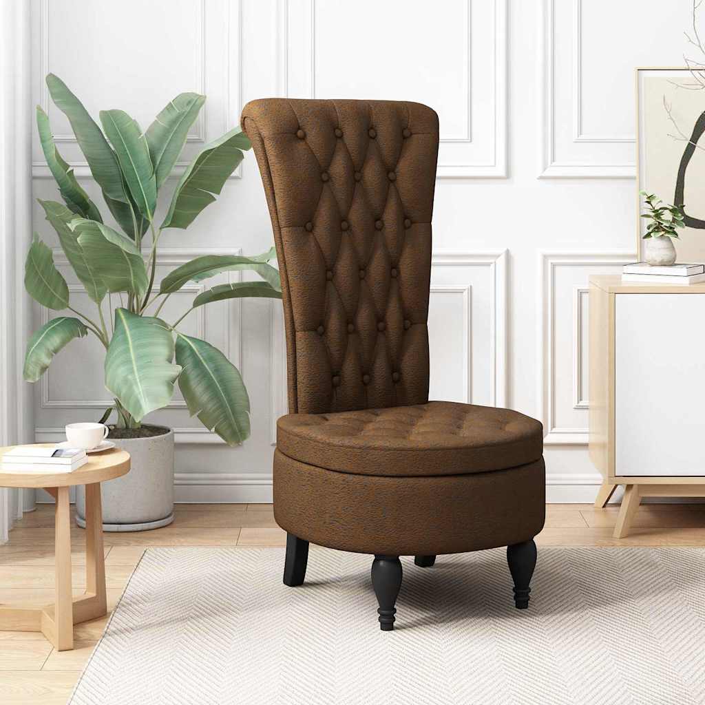Slipper Stoel Bruin 56,5 x 70 x 110 cm Nep Suede Leer is nu te koop bij PeponiXL, paradijselijk wonen!