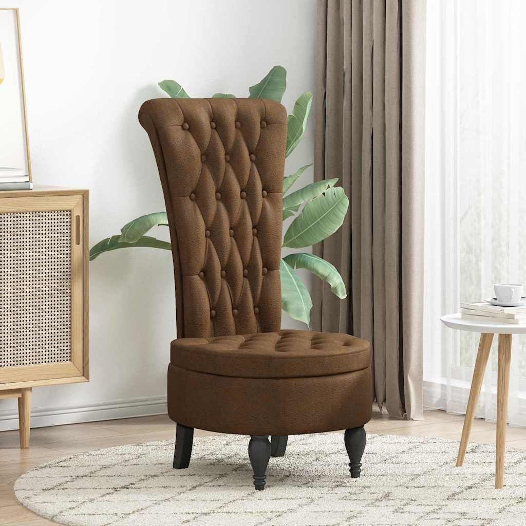 Slipper Stoel Bruin 56,5 x 70 x 110 cm Nep Suede Leer is nu te koop bij PeponiXL, paradijselijk wonen!