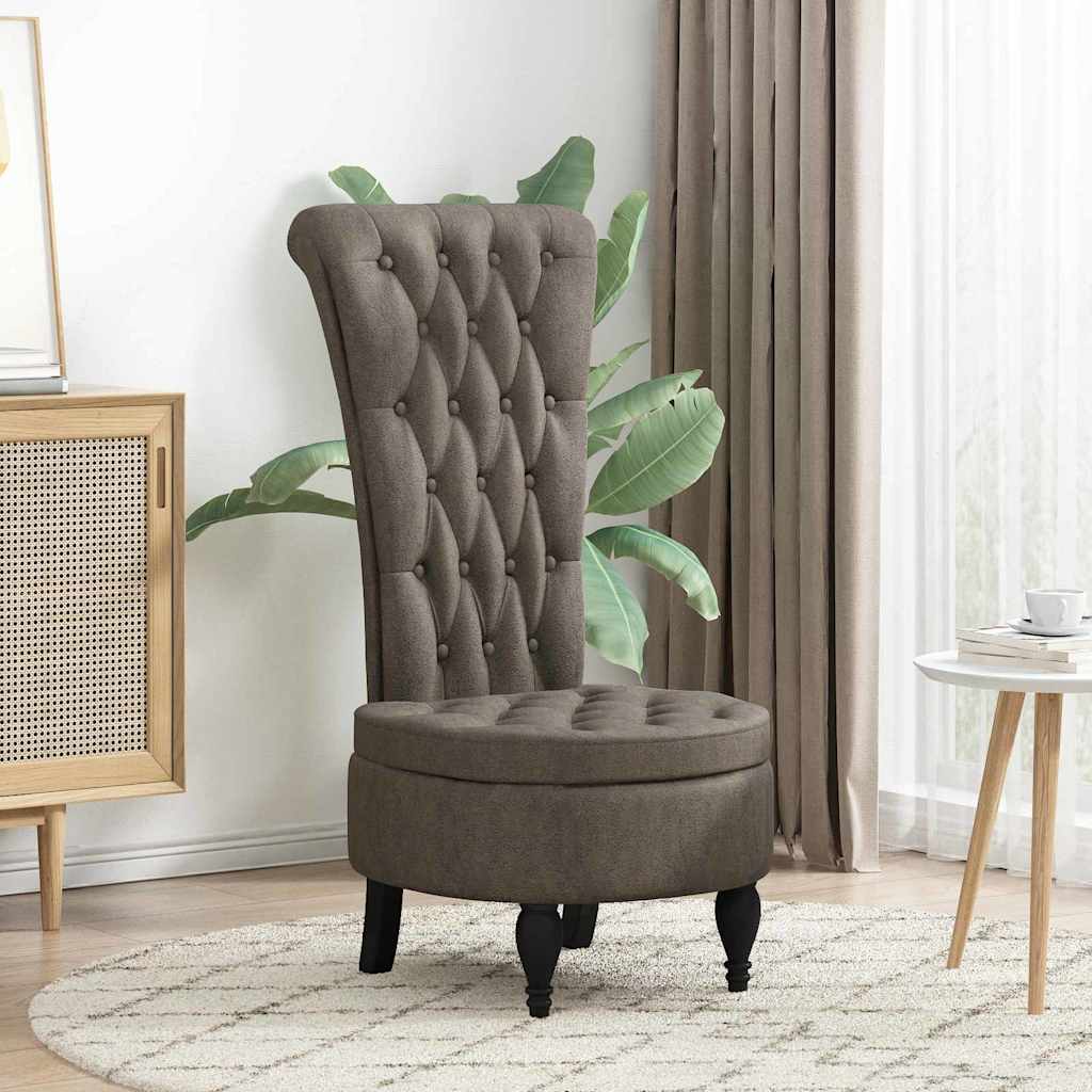 Slipper Stoel Donkergrijs 56,5 x 70 x 110 cm Nep Suede Leer is nu te koop bij PeponiXL, paradijselijk wonen!