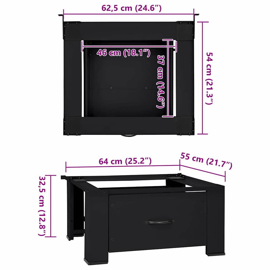 Wasmachine Pedestal Zwart 64 x 55 x 32,5 cm Staal is nu te koop bij PeponiXL, paradijselijk wonen!
