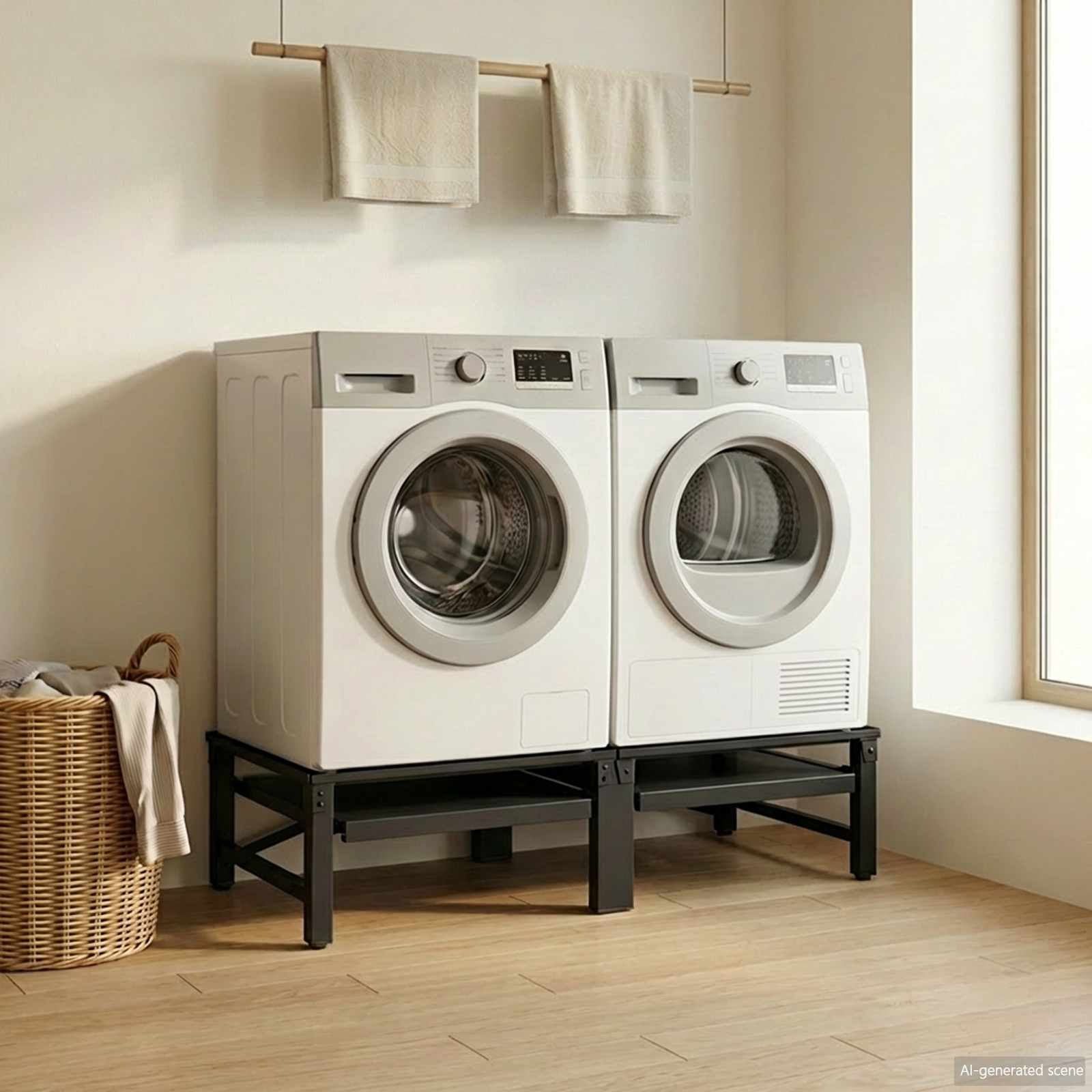 Wasmachine Pedestal 2 pcs Zwart 124,5 x 61,5 x 32,5 cm Staal is nu te koop bij PeponiXL, paradijselijk wonen!