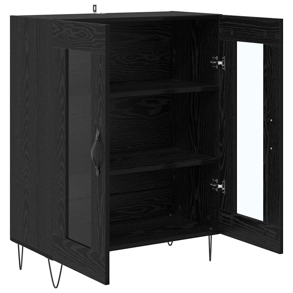 Dressoir Zwart Eiken 69,5 x 34 x 90 cm Bewerkt hout is nu te koop bij PeponiXL, paradijselijk wonen!