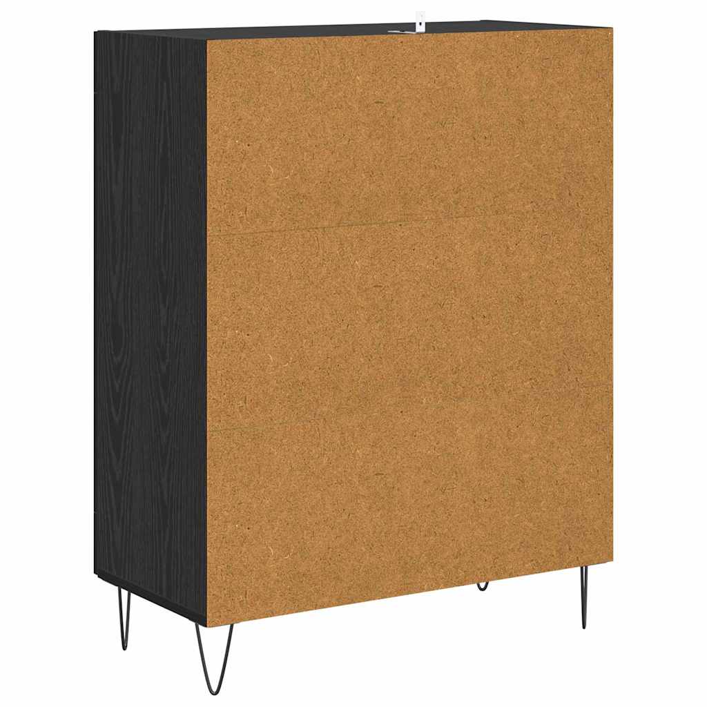 Dressoir Zwart Eiken 69,5 x 34 x 90 cm Bewerkt hout is nu te koop bij PeponiXL, paradijselijk wonen!