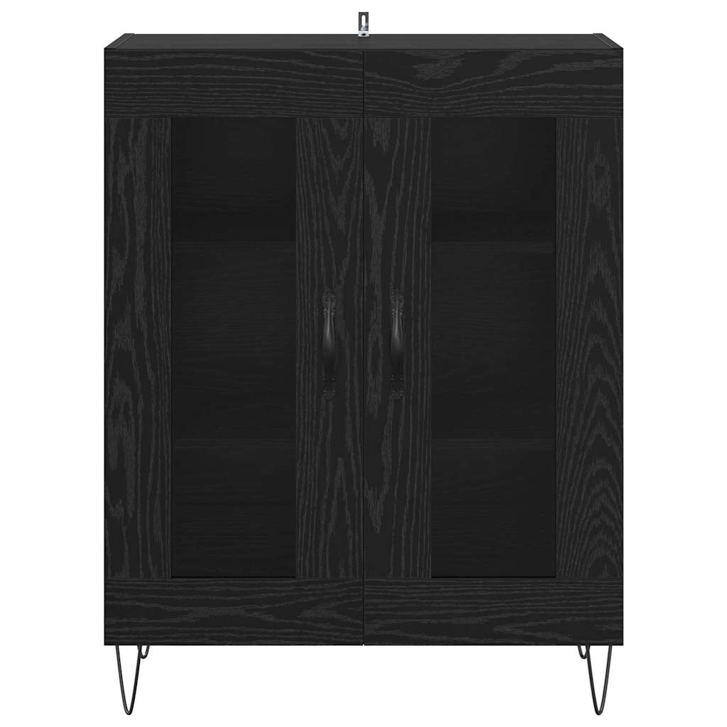 Dressoir Zwart Eiken 69,5 x 34 x 90 cm Bewerkt hout is nu te koop bij PeponiXL, paradijselijk wonen!