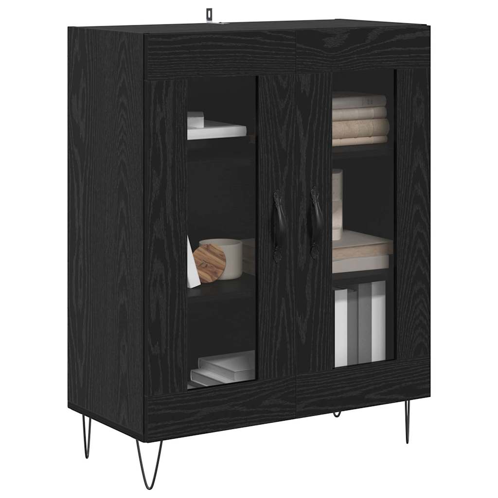 Dressoir Zwart Eiken 69,5 x 34 x 90 cm Bewerkt hout is nu te koop bij PeponiXL, paradijselijk wonen!