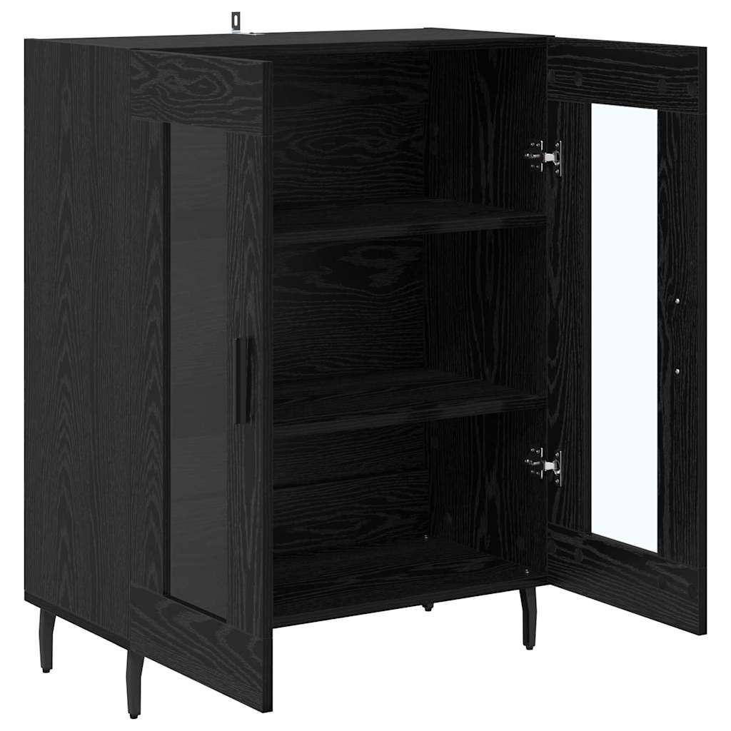 Dressoir Zwart Eiken 69,5 x 34 x 90 cm Bewerkt hout is nu te koop bij PeponiXL, paradijselijk wonen!