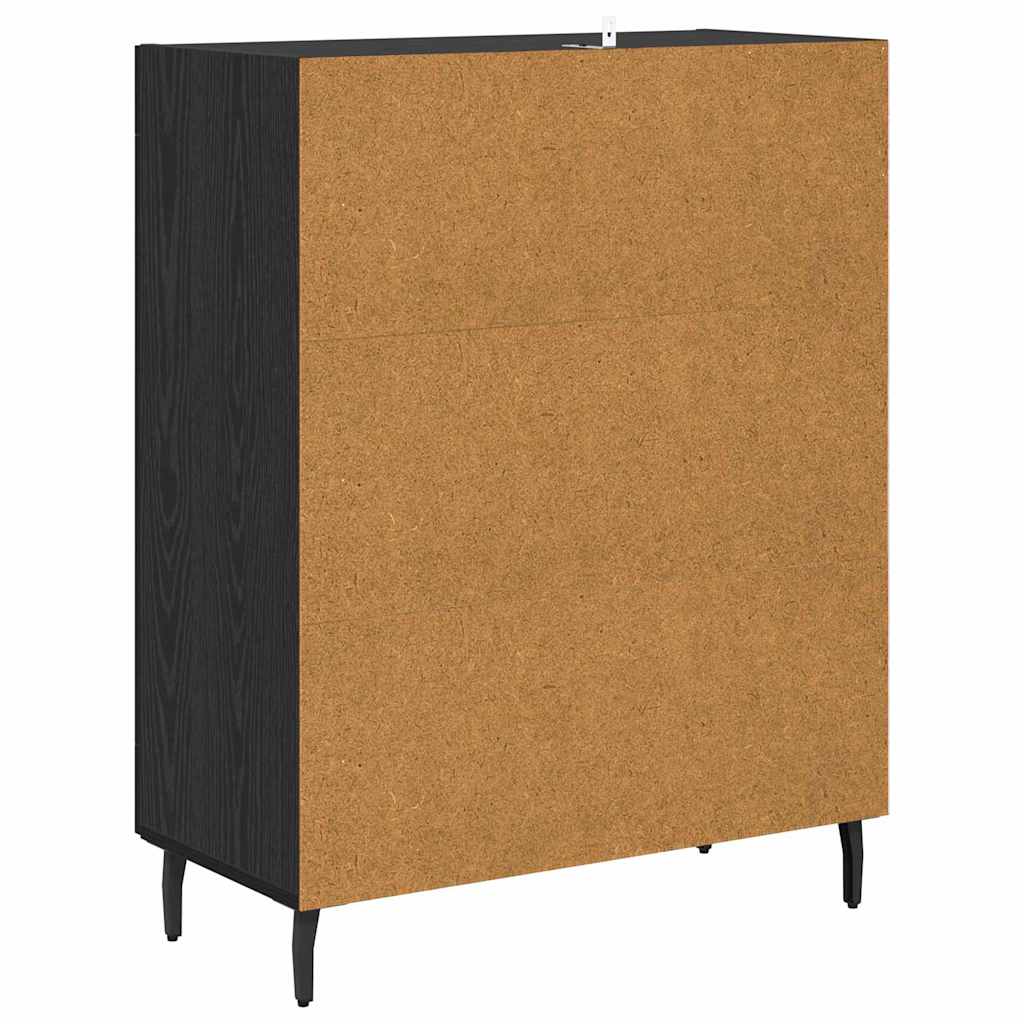 Dressoir Zwart Eiken 69,5 x 34 x 90 cm Bewerkt hout is nu te koop bij PeponiXL, paradijselijk wonen!