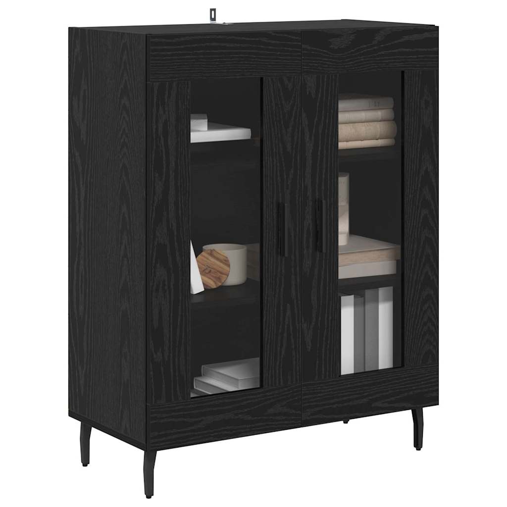 Dressoir Zwart Eiken 69,5 x 34 x 90 cm Bewerkt hout is nu te koop bij PeponiXL, paradijselijk wonen!
