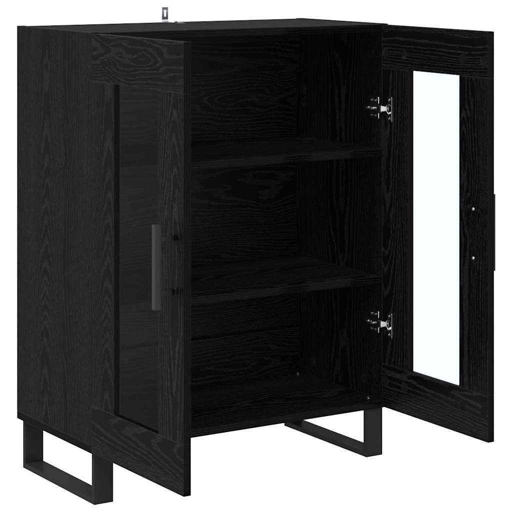 Dressoir Zwart Eiken 69,5 x 34 x 90 cm Bewerkt hout is nu te koop bij PeponiXL, paradijselijk wonen!