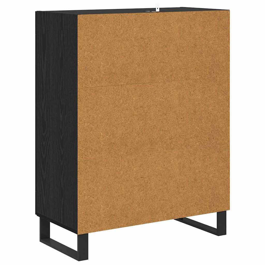 Dressoir Zwart Eiken 69,5 x 34 x 90 cm Bewerkt hout is nu te koop bij PeponiXL, paradijselijk wonen!