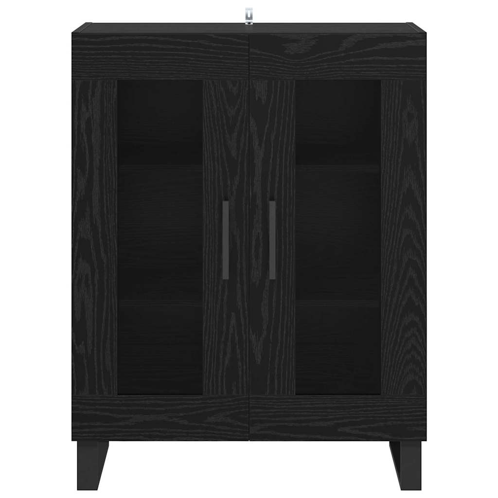 Dressoir Zwart Eiken 69,5 x 34 x 90 cm Bewerkt hout is nu te koop bij PeponiXL, paradijselijk wonen!