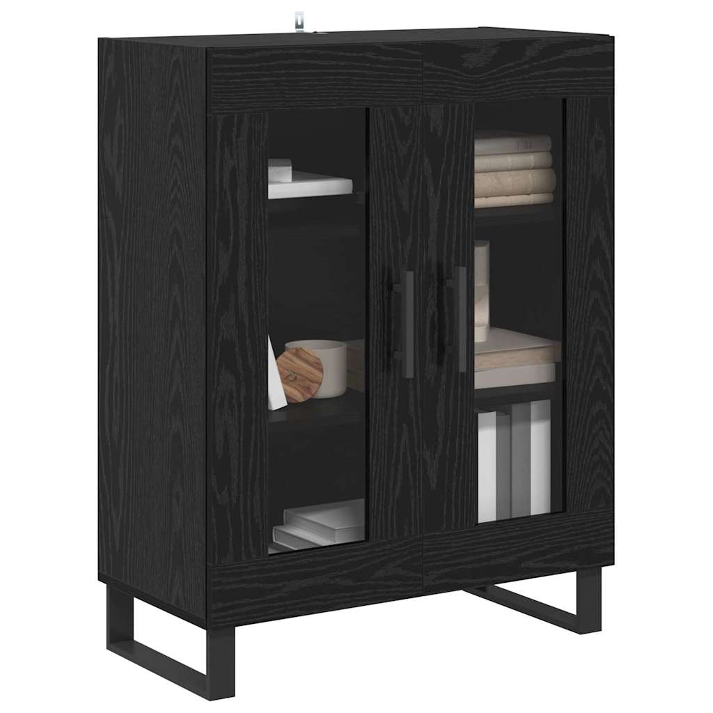 Dressoir Zwart Eiken 69,5 x 34 x 90 cm Bewerkt hout is nu te koop bij PeponiXL, paradijselijk wonen!