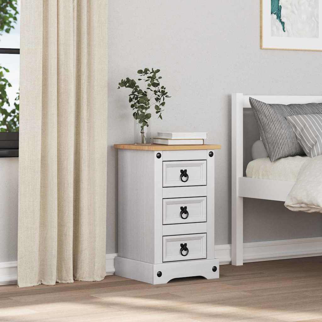 Nachtkastje met lade Wit 35 x 32,5 x 58 cm Massief grenenhout is nu te koop bij PeponiXL, paradijselijk wonen!