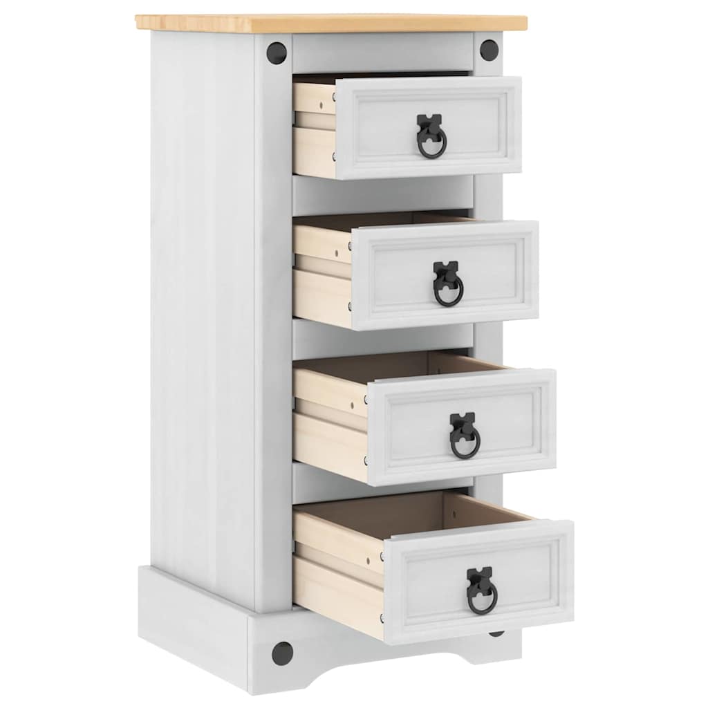 Nachtkastje met lade Wit 35 x 32,5 x 74 cm Massief grenenhout is nu te koop bij PeponiXL, paradijselijk wonen!