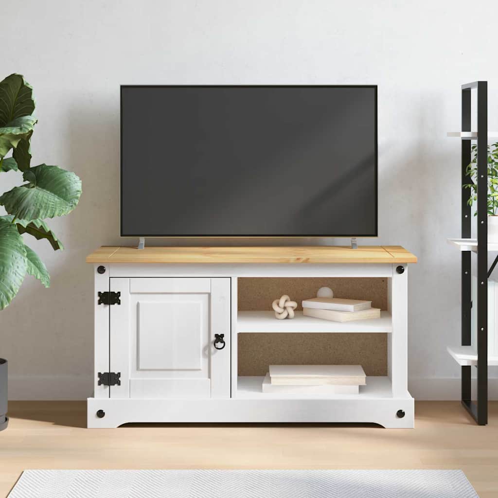 TV-kast Corona Wit 100 x 40 x 52 cm Massief grenenhout is nu te koop bij PeponiXL, paradijselijk wonen!