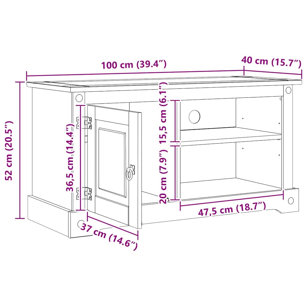 TV-kast Corona Wit 100 x 40 x 52 cm Massief grenenhout is nu te koop bij PeponiXL, paradijselijk wonen!
