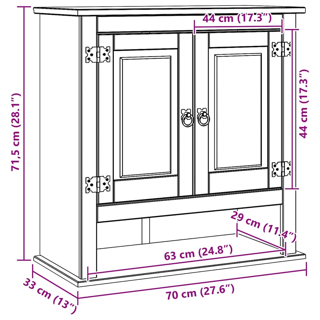 Hangkast Corona Wit 70 x 33 x 71,5 cm Massief grenenhout is nu te koop bij PeponiXL, paradijselijk wonen!