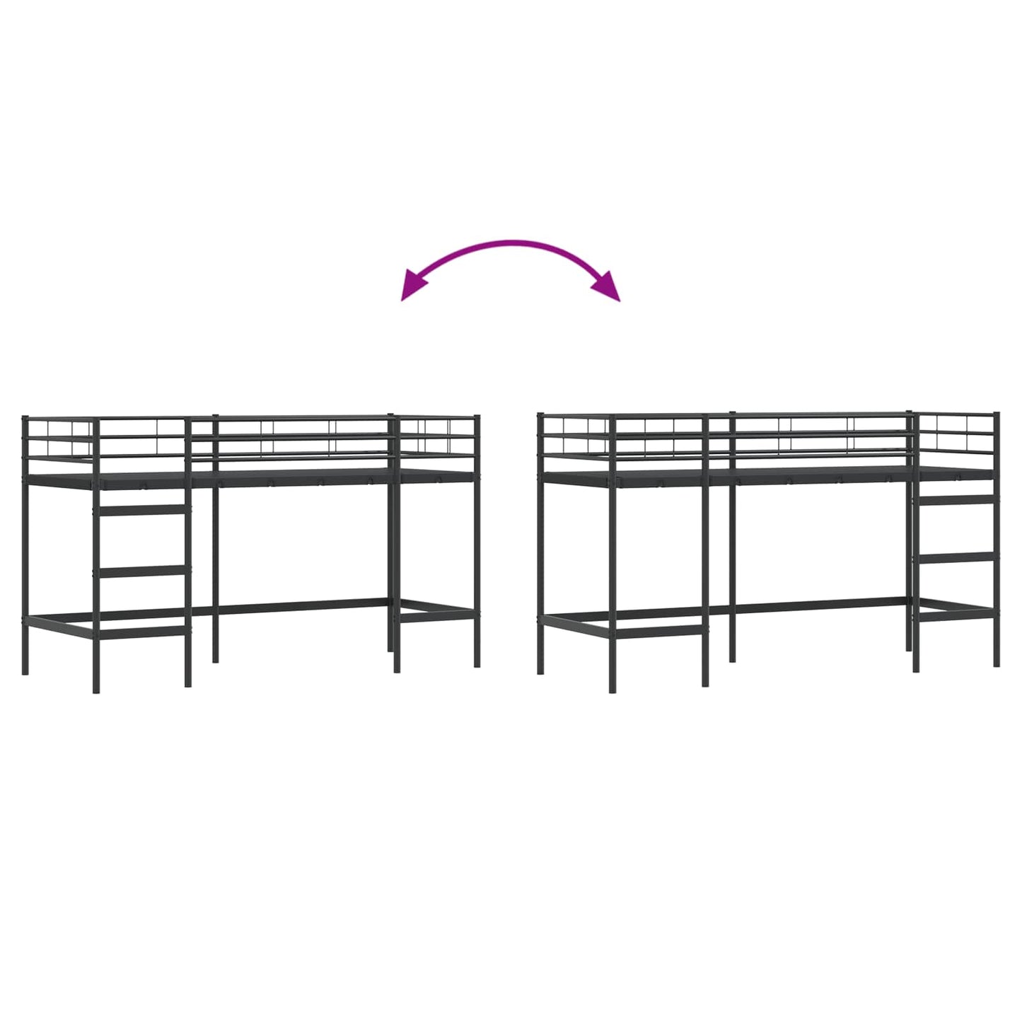 Loftbed voor Kids Zwart 74,5 x 190 cm Staal is nu te koop bij PeponiXL, paradijselijk wonen!