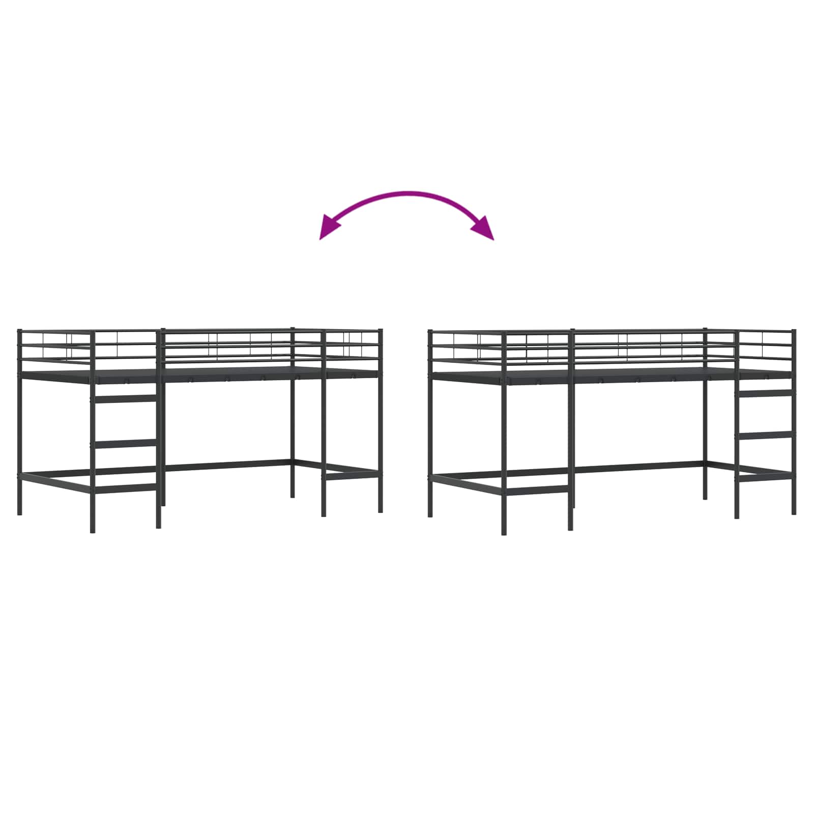 Loftbed voor Kids Zwart 79,5 x 200 cm Staal is nu te koop bij PeponiXL, paradijselijk wonen!