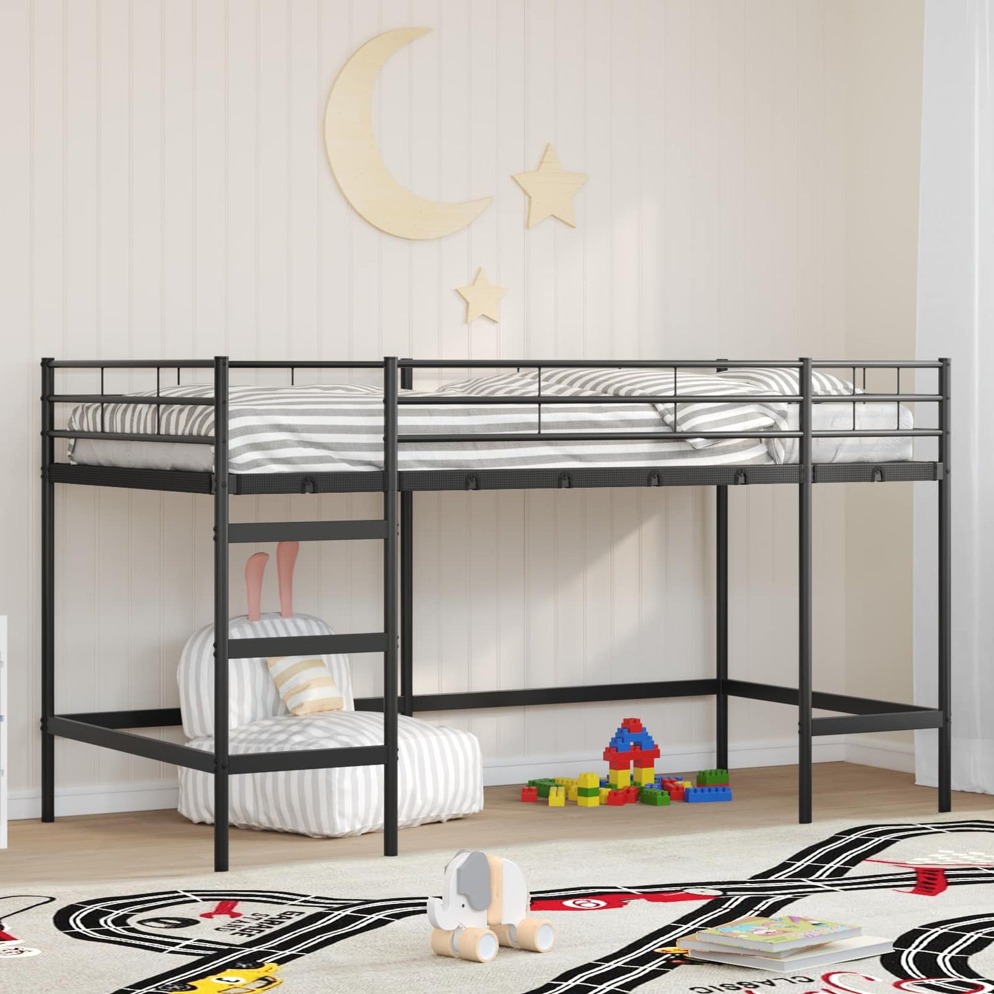 Loftbed voor Kids Zwart 90 x 200 cm Staal is nu te koop bij PeponiXL, paradijselijk wonen!