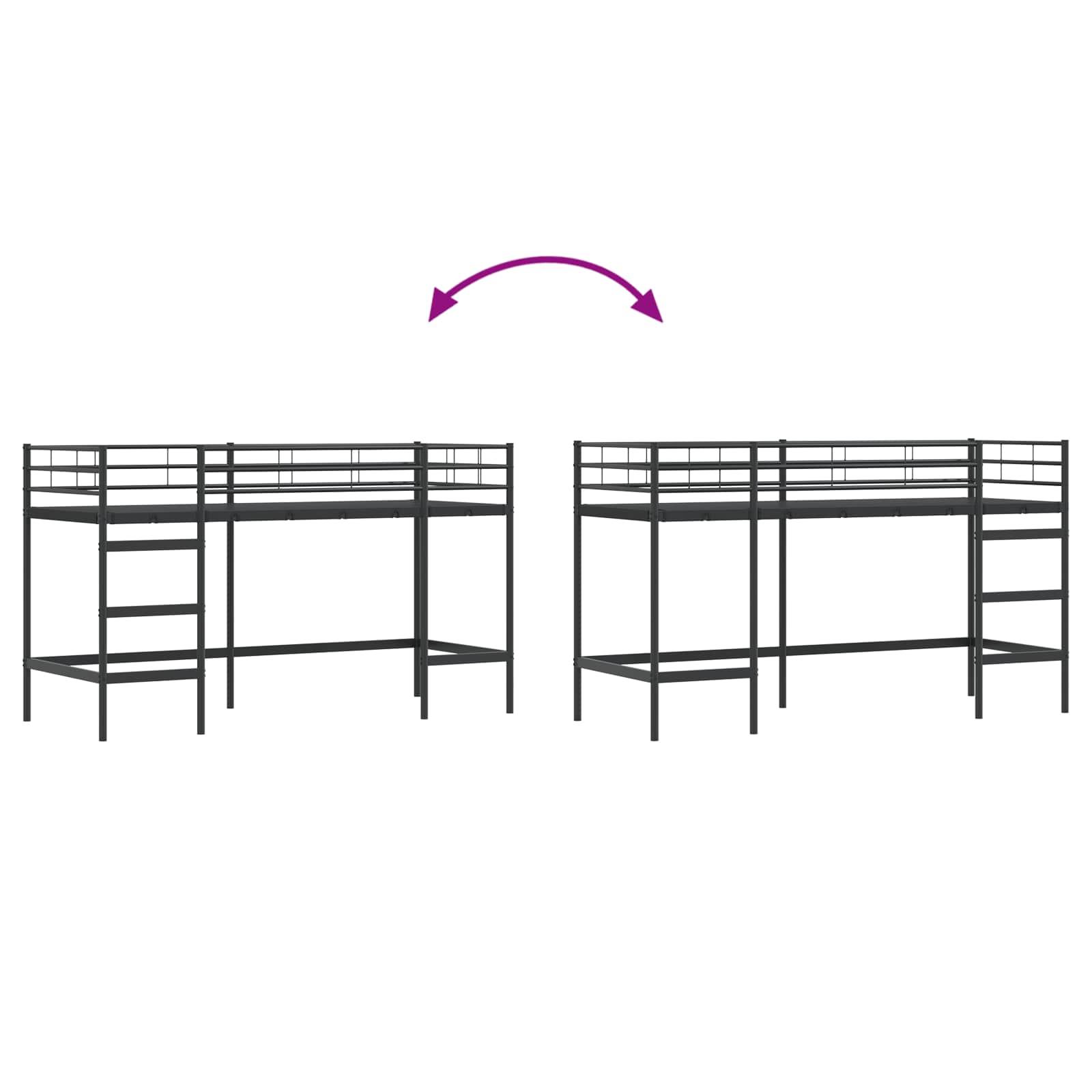 Loftbed voor Kids Zwart 99,5 x 190 cm Staal is nu te koop bij PeponiXL, paradijselijk wonen!