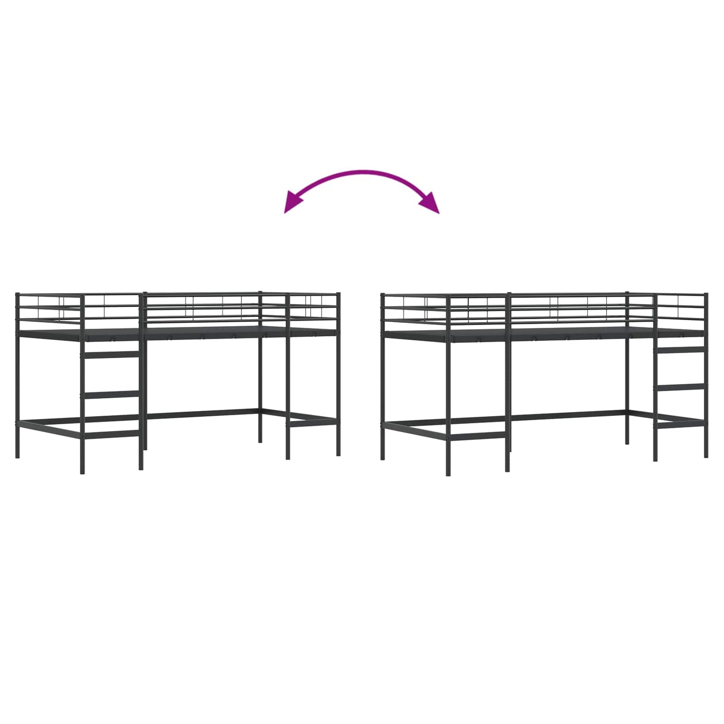 Loftbed voor Kids Zwart 99,5 x 200 cm Staal is nu te koop bij PeponiXL, paradijselijk wonen!