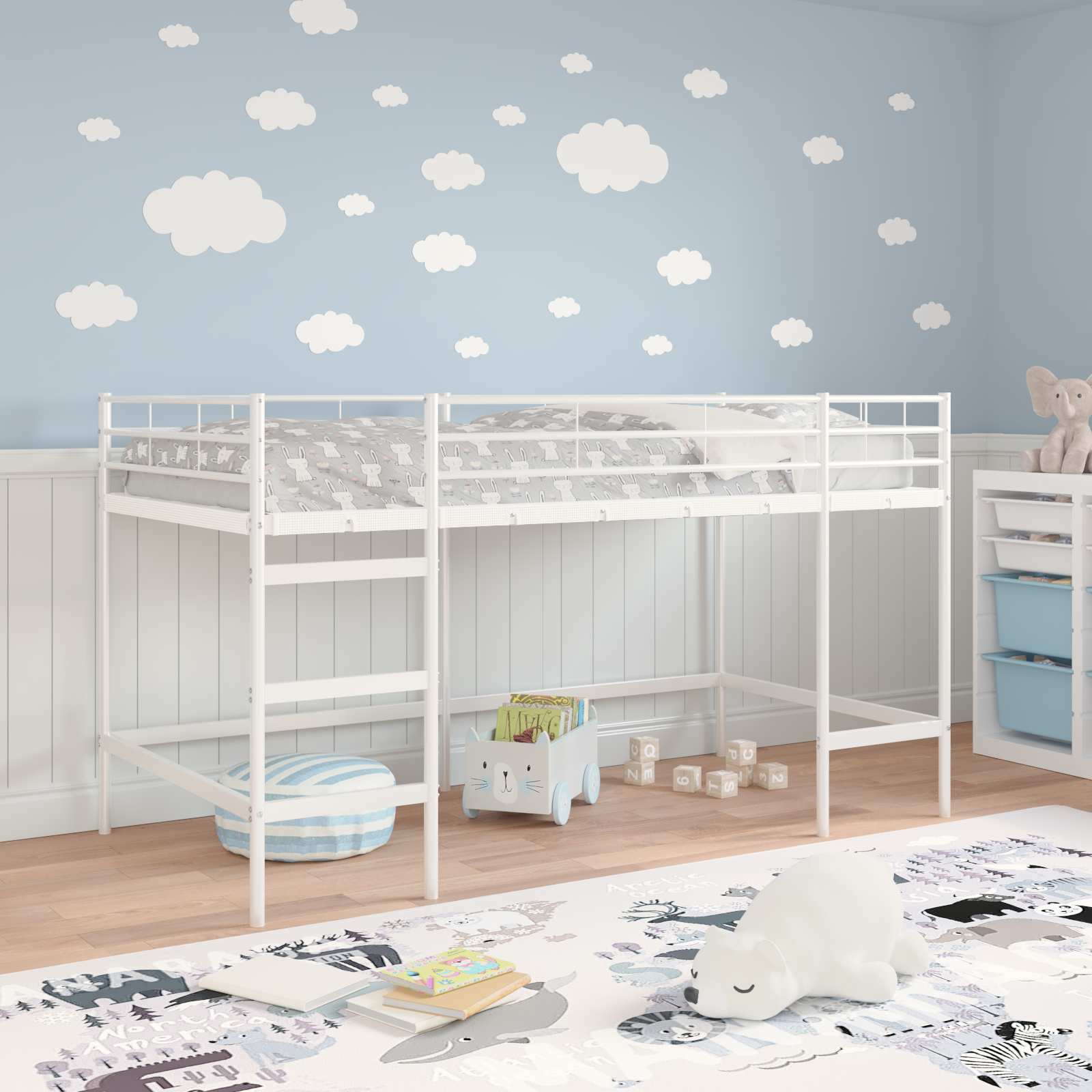 Loftbed voor Kids Wit 79,5 x 200 cm Staal is nu te koop bij PeponiXL, paradijselijk wonen!